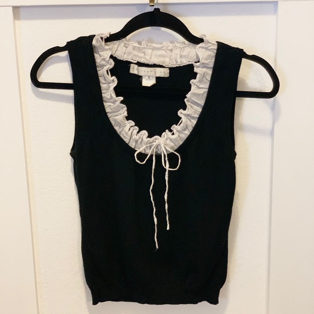black and white drawstring sweater vest
